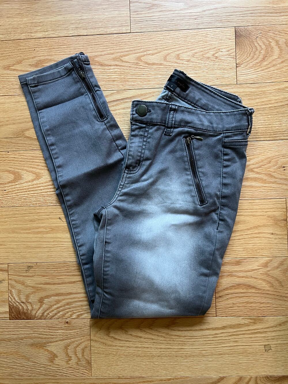 Fire Los Angeles Junior's Skinny Jeans Black Wash Zipper Pockets & Ankles 5 JL
